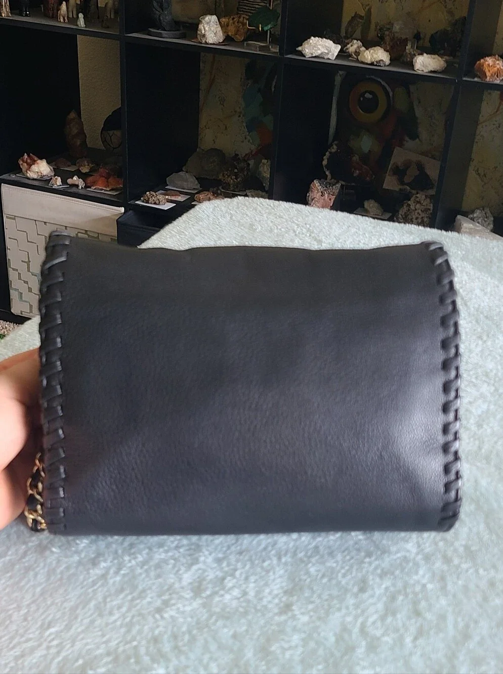 Tory Burch Black Whipstitch Leather Crossbody Bag